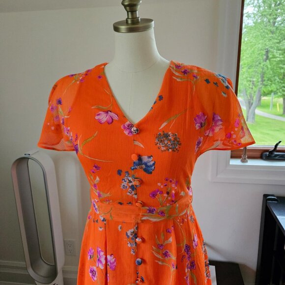 Calvin Klein Orange Summer Floral Dress - Picture 3 of 5